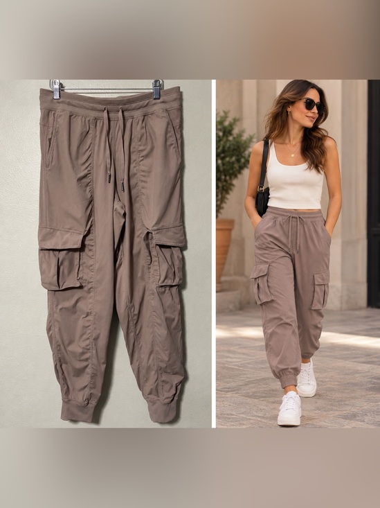 lululemon athletica Pants - Lululemon Dance Studio Relaxed Fit Mid Rise Cargo Pant Light Ivory Taupe Size M
